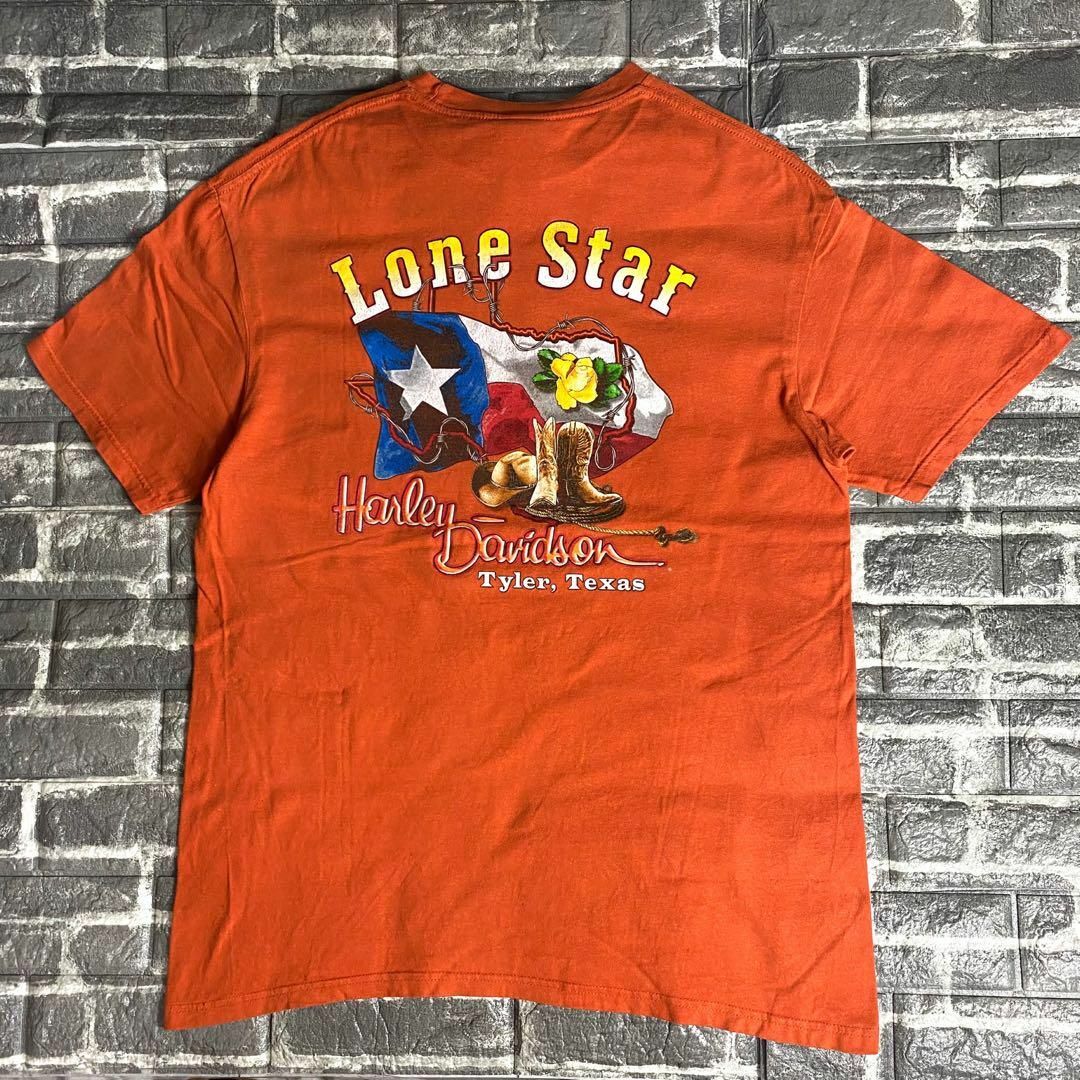 Harley Davidson(ハーレーダビッドソン)のハーレーダビッドソン☆Tシャツ US古着 L デカロゴ 両面プリント希少 db4 メンズのトップス(Tシャツ/カットソー(半袖/袖なし))の商品写真