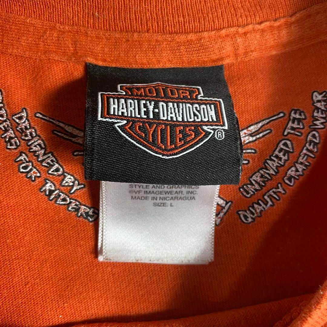 Harley Davidson(ハーレーダビッドソン)のハーレーダビッドソン☆Tシャツ US古着 L デカロゴ 両面プリント希少 db4 メンズのトップス(Tシャツ/カットソー(半袖/袖なし))の商品写真