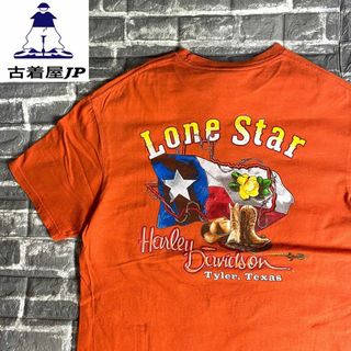 ハーレーダビッドソン(Harley Davidson)のハーレーダビッドソン☆Tシャツ US古着 L デカロゴ 両面プリント希少 db4(Tシャツ/カットソー(半袖/袖なし))