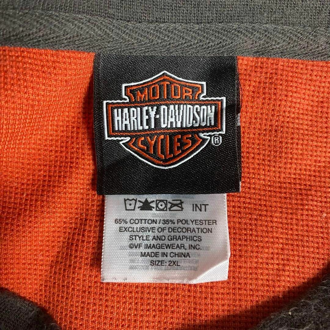 Harley Davidson(ハーレーダビッドソン)のハーレーダビッドソン☆ロンT US古着ヘンリーネックワンポイント刺繍ロゴ db5 メンズのトップス(Tシャツ/カットソー(七分/長袖))の商品写真