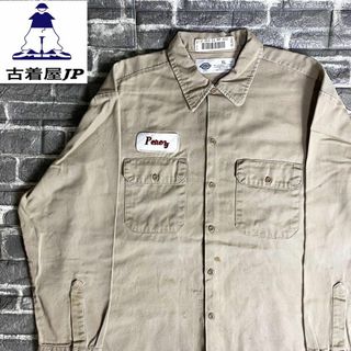 ディッキーズ(Dickies)のディッキーズ☆ワークシャツ US古着 ビッグシルエット ロゴ割ワッペン db6(シャツ)