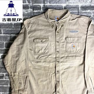 カーハート(carhartt)のカーハート☆ワークシャツ US古着 企業刺繍ロゴ 90s ゆるだぼ db8(シャツ)