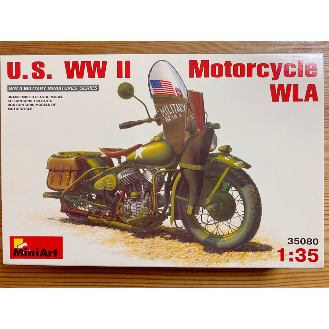 MILITARY(ミリタリー)の㉓【未開封プラモ】ミニアート U.S. WWⅡ MOTORCYCLE WLA エンタメ/ホビーのおもちゃ/ぬいぐるみ(模型/プラモデル)の商品写真