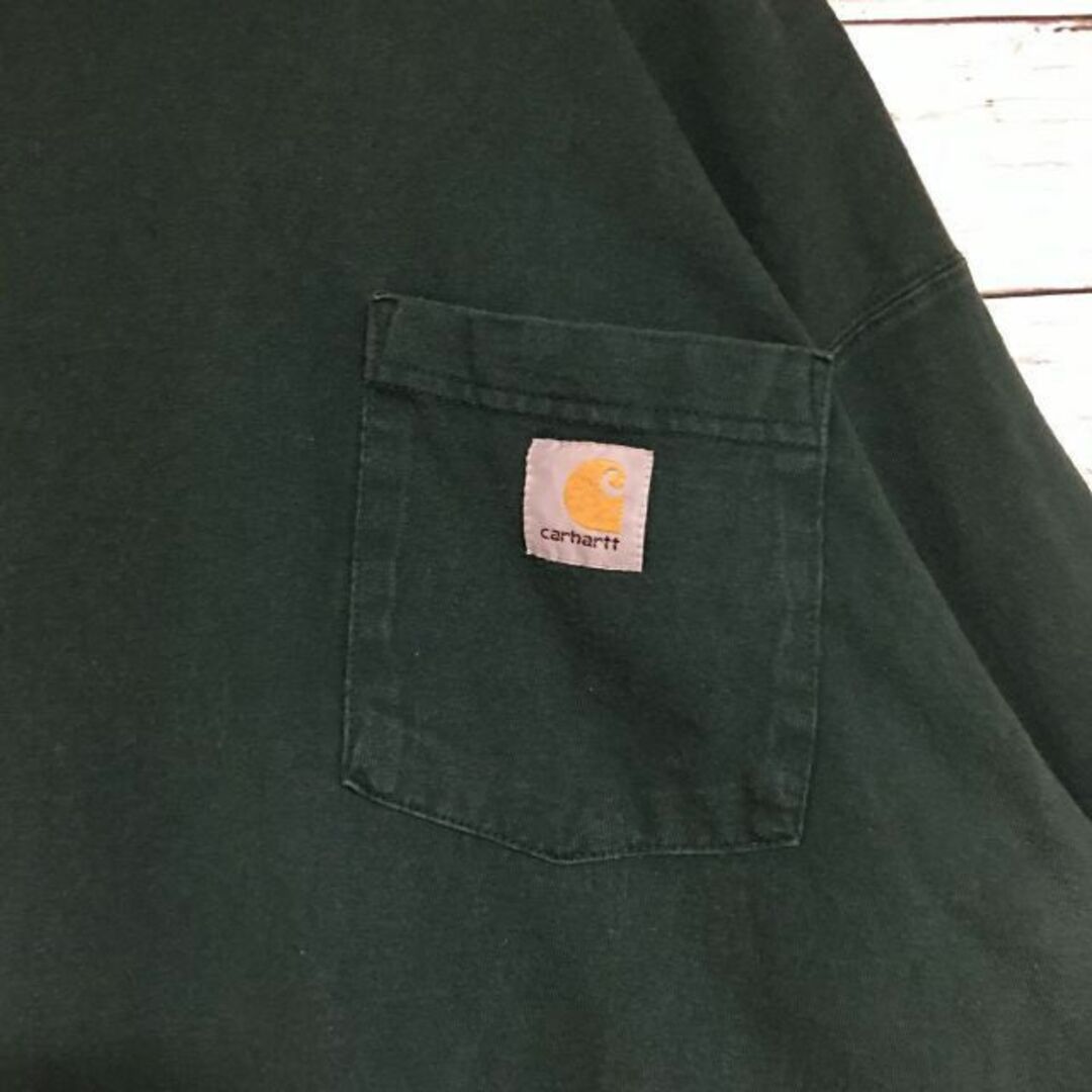 carhartt(カーハート)の【人気カラーグリーン】カーハート　長袖ポケットTシャツ　人気サイズM F387 メンズのトップス(Tシャツ/カットソー(半袖/袖なし))の商品写真