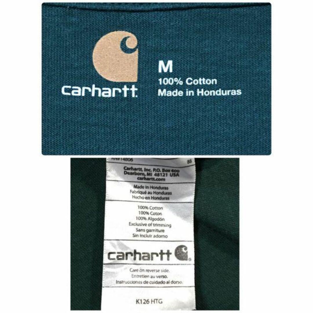 carhartt(カーハート)の【人気カラーグリーン】カーハート　長袖ポケットTシャツ　人気サイズM F387 メンズのトップス(Tシャツ/カットソー(半袖/袖なし))の商品写真