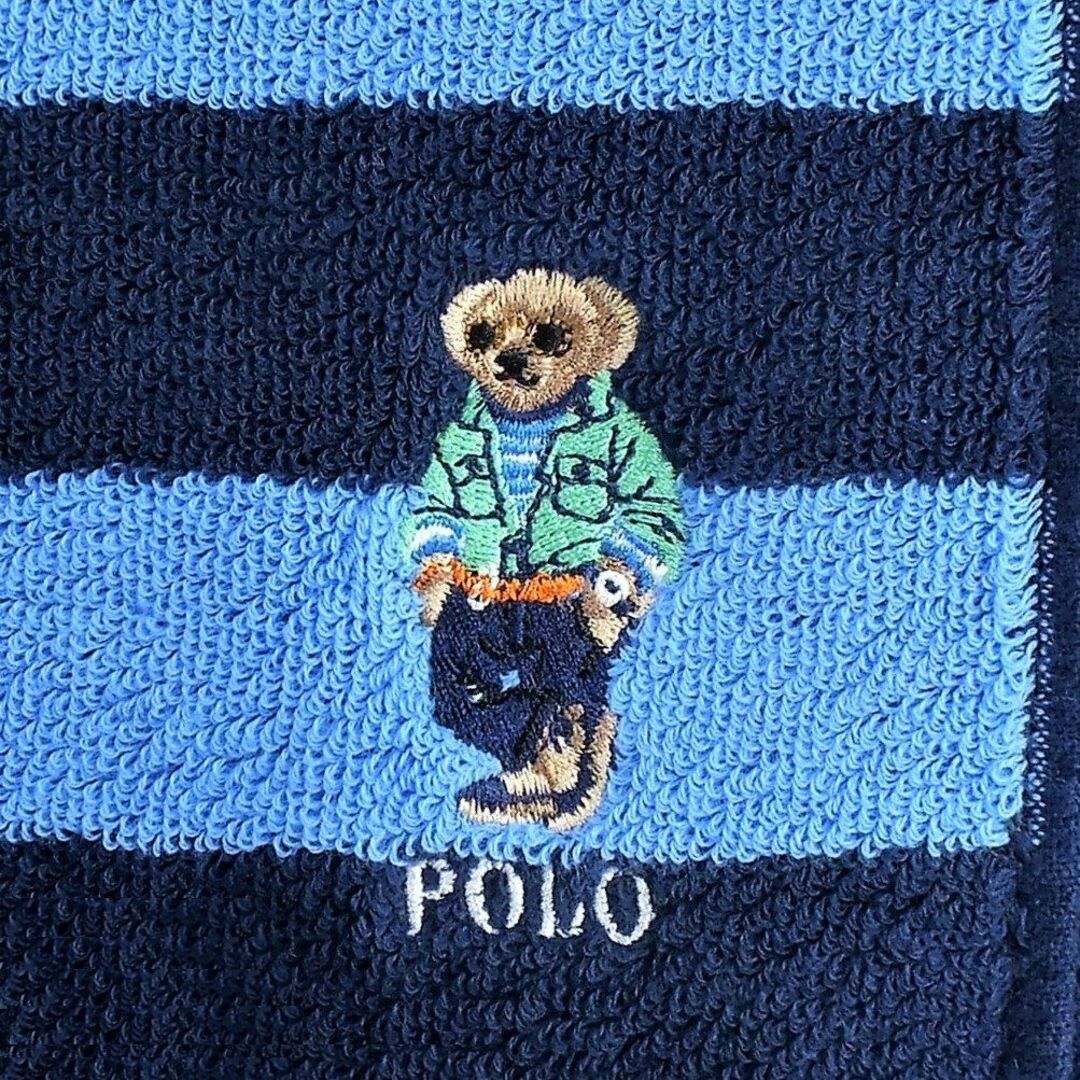 POLO RALPH LAUREN(ポロラルフローレン)の再々値下げポロベア「スイングトップ＆デニムパンツ柄」ハンカチ1,980円青 レディースのファッション小物(ハンカチ)の商品写真