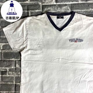 90s~ ポロジーンズ ラルフローレン Vネック リンガーTシャツ ワンポイント