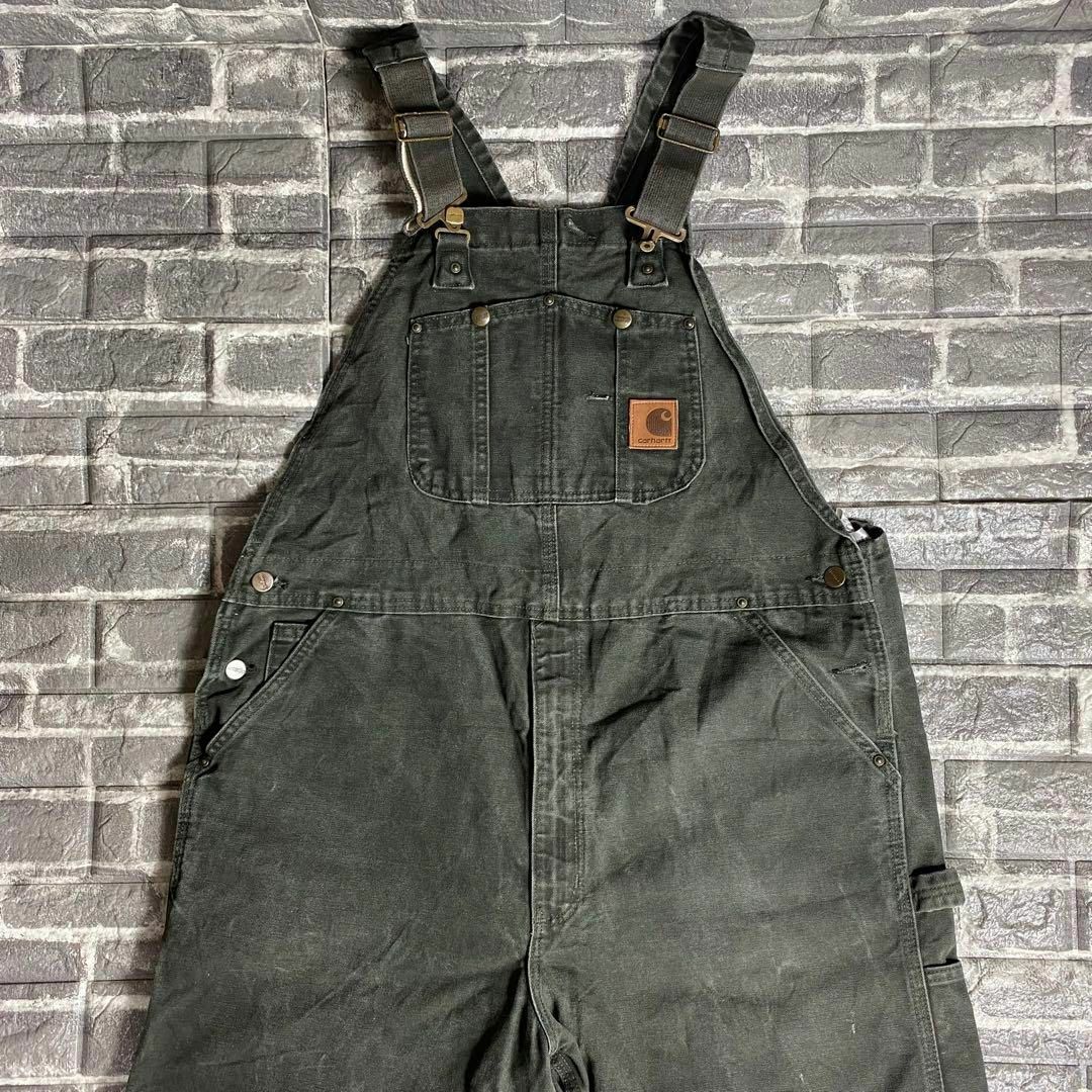 カーハート☆オーバーオール USA古着 レザーロゴ 90s メキシコ製 カーハート☆オーバーオール USA古着 レザーロゴ 90s メキシコ製