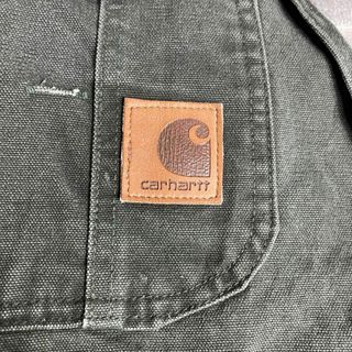 carhartt - カーハート☆オーバーオール USA古着 レザーロゴ 90s