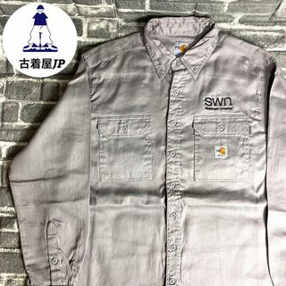 カーハート(carhartt)のカーハート☆ワークシャツ USA古着 ゆるだぼ 企業刺繍ロゴ 90s(シャツ)