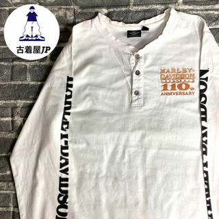 ハーレーダビッドソン(Harley Davidson)のハーレーダビッドソン☆ロンT ヘンリーネック 90s 刺繍ロゴ ゆるだぼ(Tシャツ/カットソー(七分/長袖))