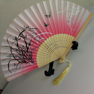 扇子 シルク 絹糸 日本舞踊 和装小物 舞扇子 花柄 竹製 熱中症対策 男女兼用(和装小物)