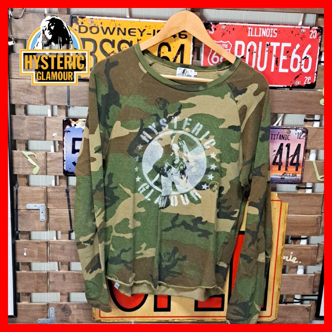 ヒステリックグラマー カモフラ ガールプリント 長袖Tシャツ