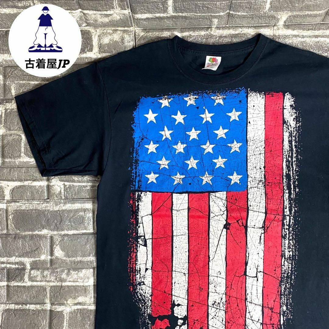 FRUIT OF THE LOOM(フルーツオブザルーム)のフルーツオブザルーム☆プリントTシャツ USA古着 星条旗 ゆるだぼ メンズのトップス(Tシャツ/カットソー(半袖/袖なし))の商品写真