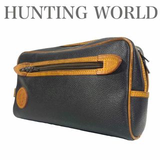 ハンティングワールド(HUNTING WORLD)の良品　HUNTING WORLD 227 セカンドバッグ　レザー　ブラック(ショルダーバッグ)