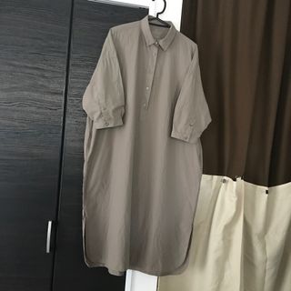 ムジルシリョウヒン(MUJI (無印良品))の無印良品ゆったりロング　シャツ　ワンピースmuji着丈110身幅75洗濯済み(ロングワンピース/マキシワンピース)