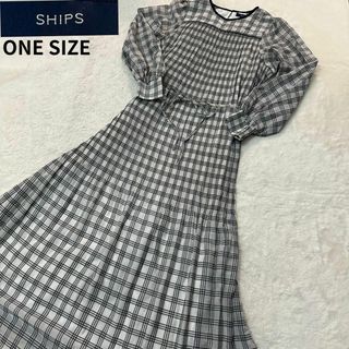 SHIPSシップス✨タグ付新品未使用 プリーツ チェック柄 ONE SIZE