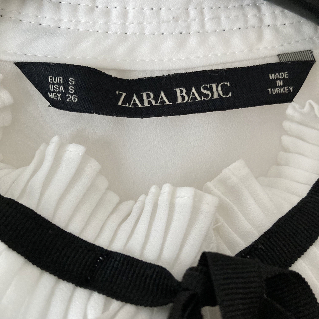 ZARA - ZARA BASIC ザラ ベーシック シャツ ブラウス 長袖 リボンの