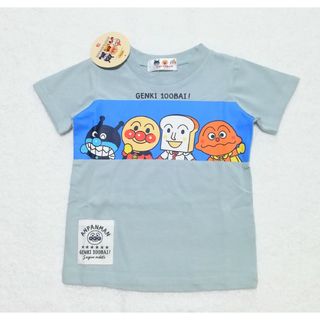 アンパンマン(アンパンマン)の新品　95cm　アンパンマン　2022横ならびキャラプリント半袖Tシャツ　ブル(Tシャツ/カットソー)