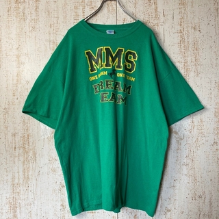 スクール イベント オーバーサイズ Tシャツ 2XL グリーン アメリカ古着(Tシャツ/カットソー(半袖/袖なし))