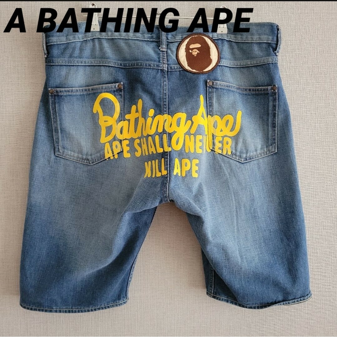 A BATHING APE デニム ハーフパンツ ショートパンツ ショーツXL総丈