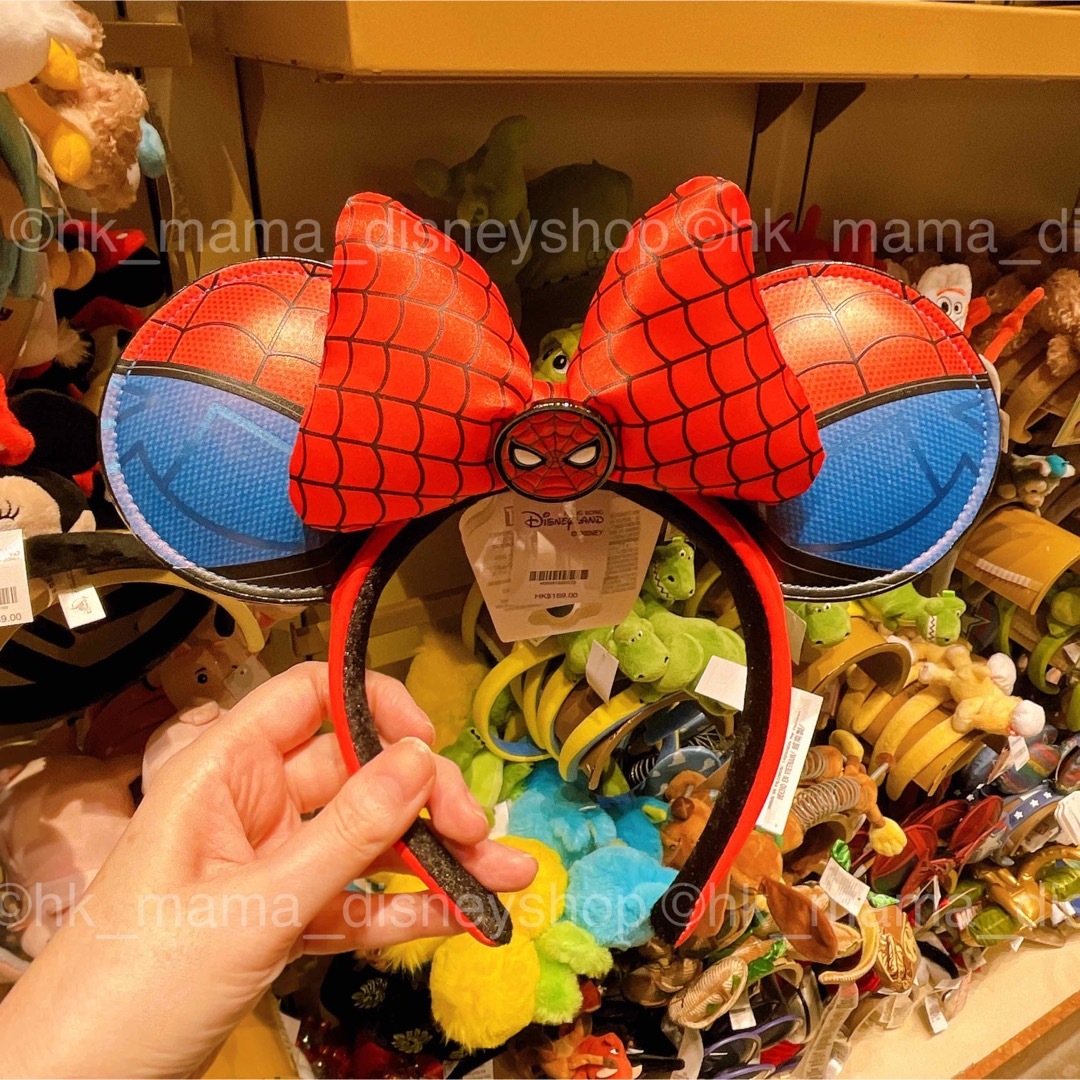香港ディズニー新商品　スパイダーマン　ミニー　リボンカチューシャ