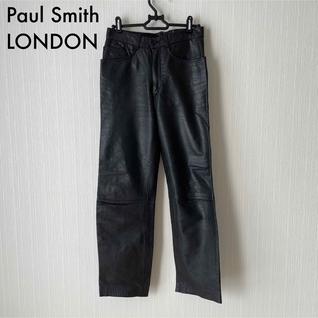 Paul Smith レザーパンツ ブラック 牛革