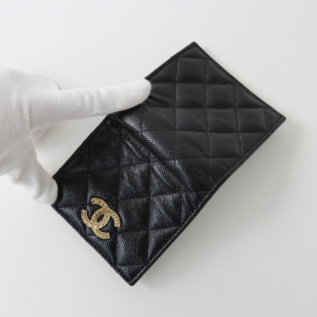 美品 2022AW CHANEL シャネル ココマーク スモールウォレット AP3055 キャビアスキン 二つ折り ミニ財布/ブラック 【2400013438216】