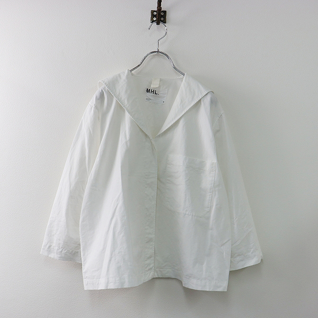 2023SS MARGARET HOWELL マーガレットハウエル CRISP COTTON LINEN セーラーカラーシャツ 2/ホワイト  白【2400013439923】