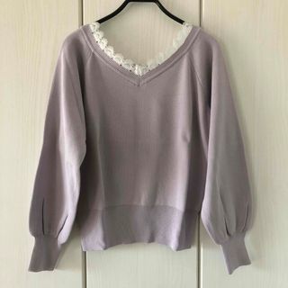 ウィルセレクション(WILLSELECTION)のウィルセレクション 前後2way レース付き さらっと生地 ニット ラベンダー(ニット/セーター)