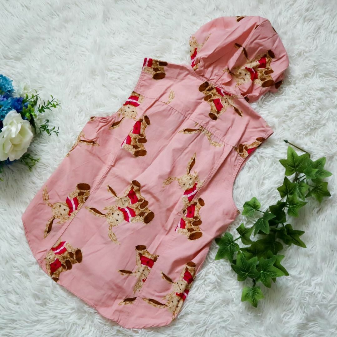 ピンクハウス PINKHOUSE ベスト ジレ ラビット 総柄 フード付き