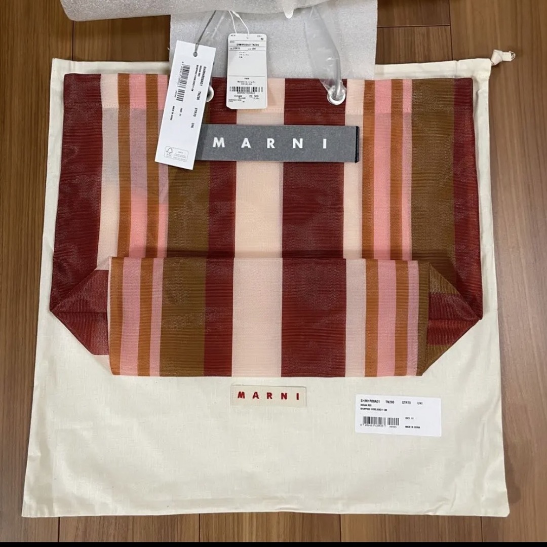 新品】マルニフラワーカフェ MARNI ストライプバッグ インディアン ...