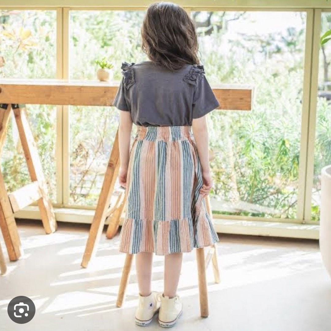 BREEZE(ブリーズ)のブリーズ　ストライプ柄スカート　Tシャツセット　120 キッズ/ベビー/マタニティのキッズ服女の子用(90cm~)(スカート)の商品写真