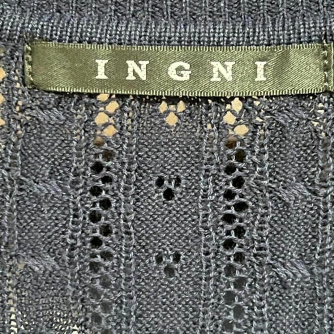 INGNI(イング)のイング レディース【M】半袖カーディガン♡シアー おしゃれ♡シンプル ネイビー レディースのトップス(カーディガン)の商品写真