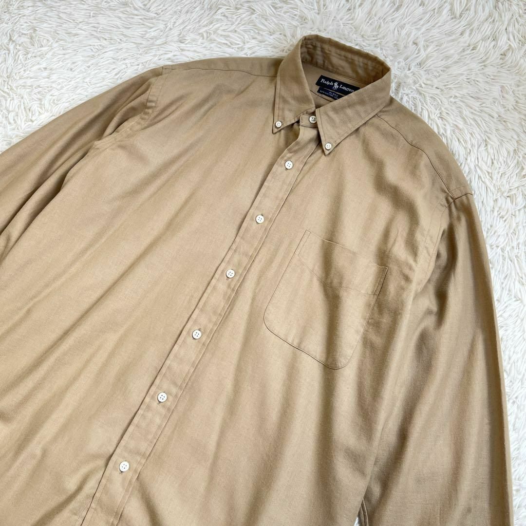 90s】ラルフローレン 長袖シャツ BLAKE コットン&ウール ロゴ無し 茶 ...