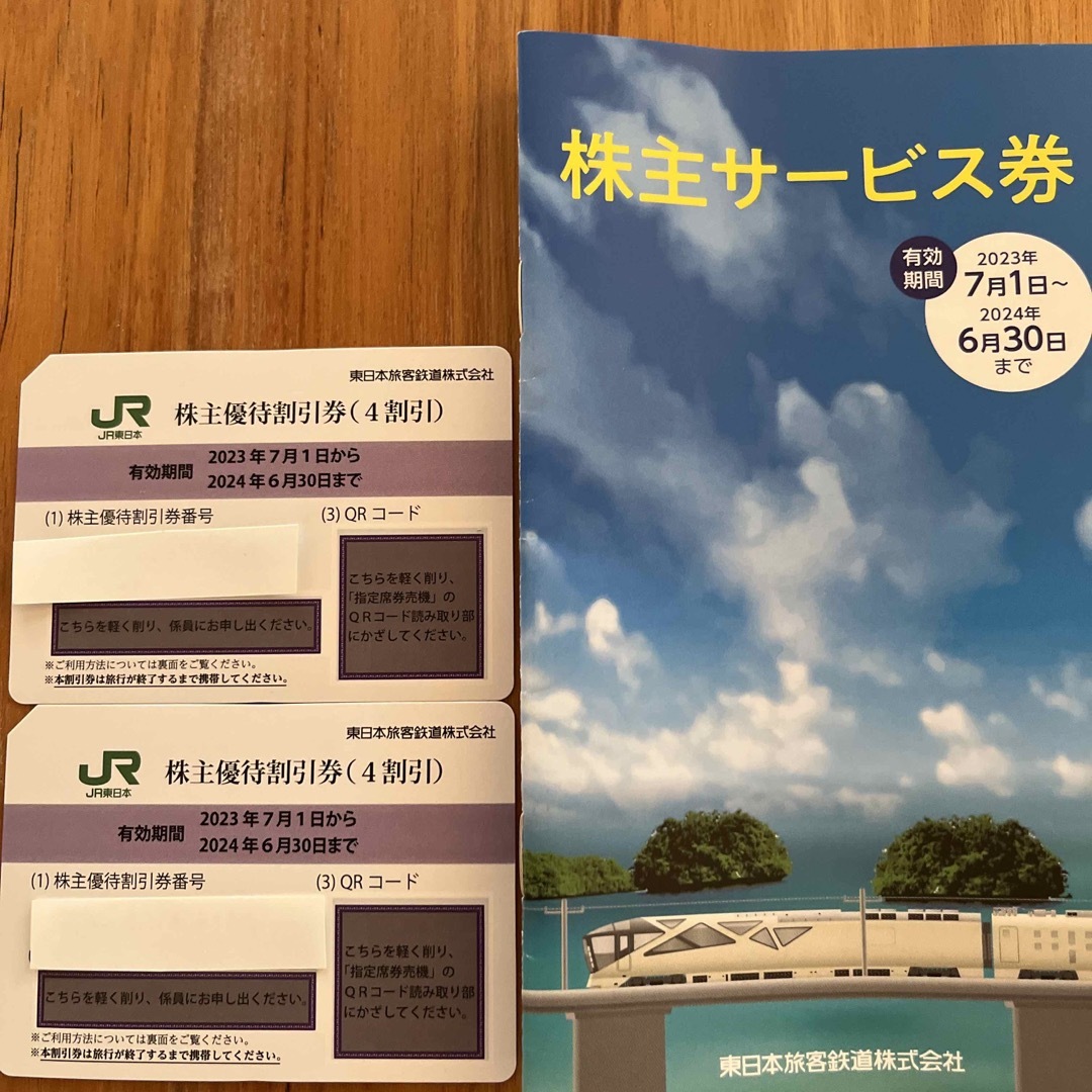 JR東日本の株主優待割引券(4割引)×2枚 株主サービス券×1冊
