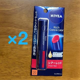 ニベア(ニベア)のニベア リッチケア＆カラーリップ シアーレッド(2g)×2(リップケア/リップクリーム)