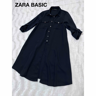 ザラ(ZARA)のZARA BASICザラベーシック ロング シャツ ジャケット 袖折り返し可能(シャツ/ブラウス(長袖/七分))