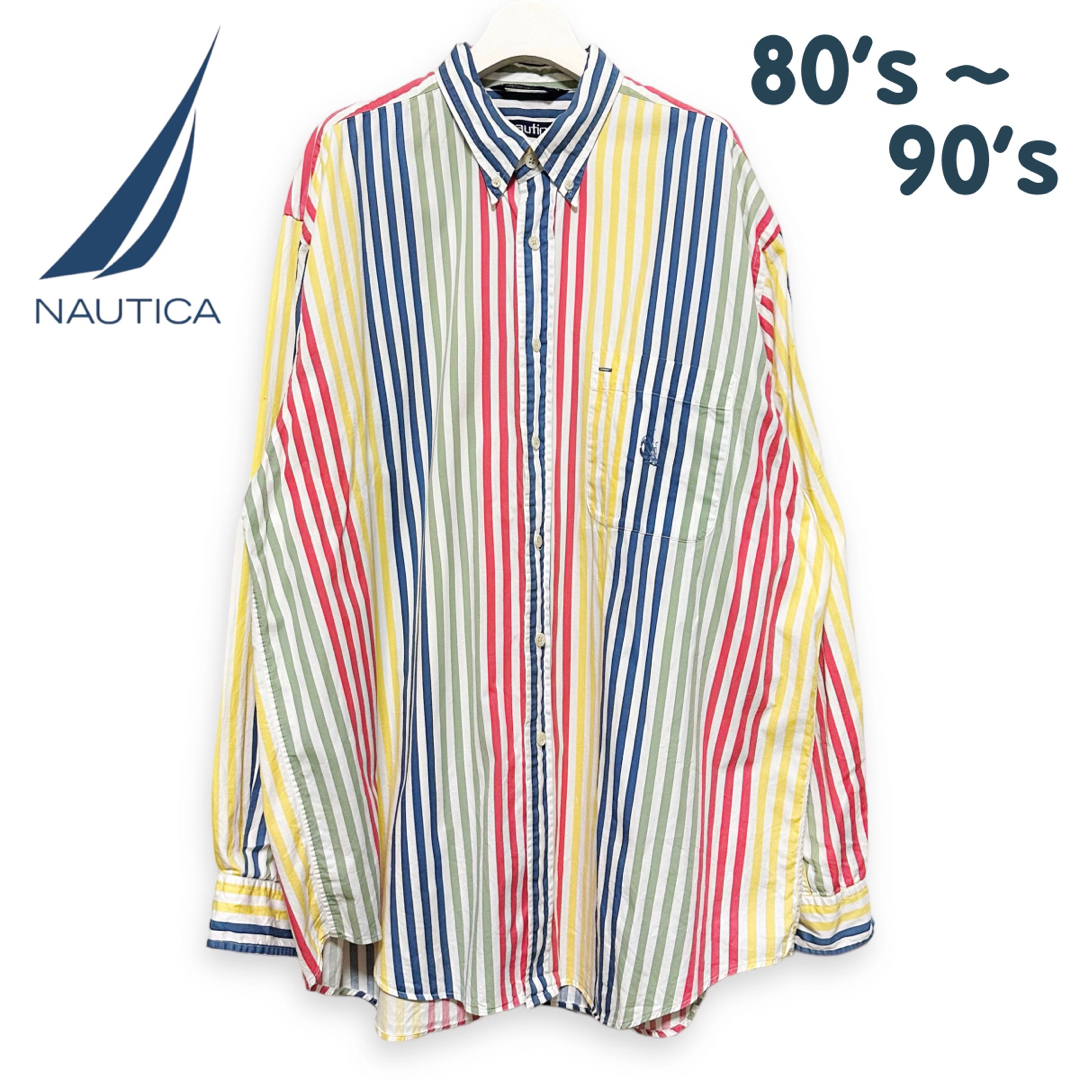 90’s NAUTICA ノーティカ ストライプ 長袖シャツ XL ヴィンテージ