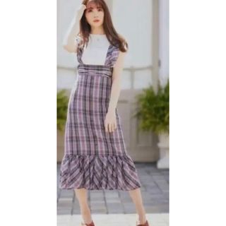 ハーリップトゥ(Her lip to)のHerlipto Ruched Checked Jumper Dress(ロングスカート)