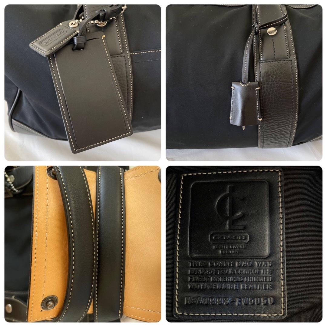 美品】coach ボストンバッグ ナイロン×レザー 2way黒 大容量 美品】coach ボストンバッグ ナイロン×レザー 2way黒 大容量