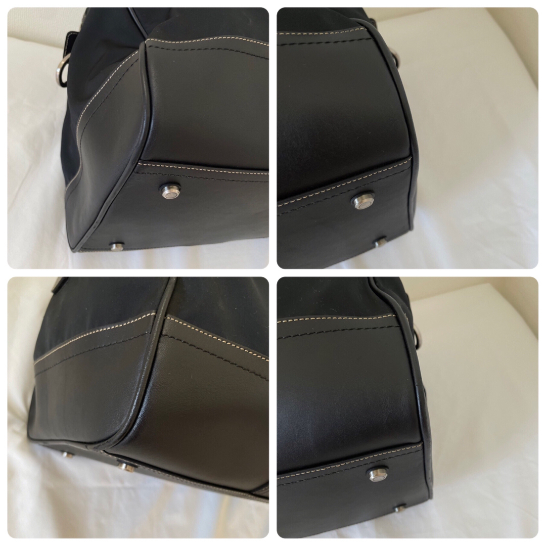 美品】coach ボストンバッグ ナイロン×レザー 2way黒 大容量 美品】coach ボストンバッグ ナイロン×レザー 2way黒 大容量