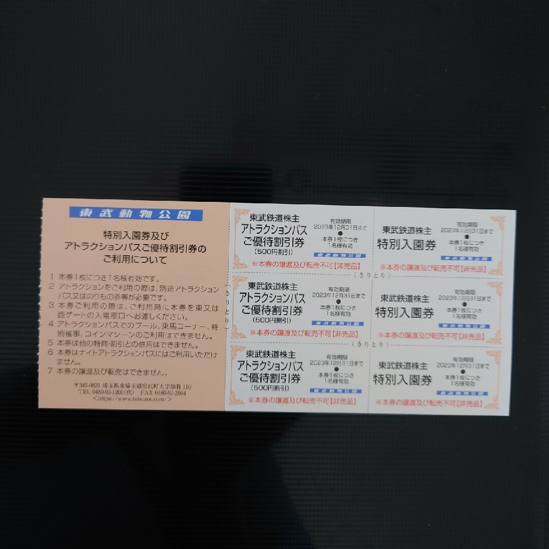 東武動物公園入園券 チケットの施設利用券(動物園)の商品写真