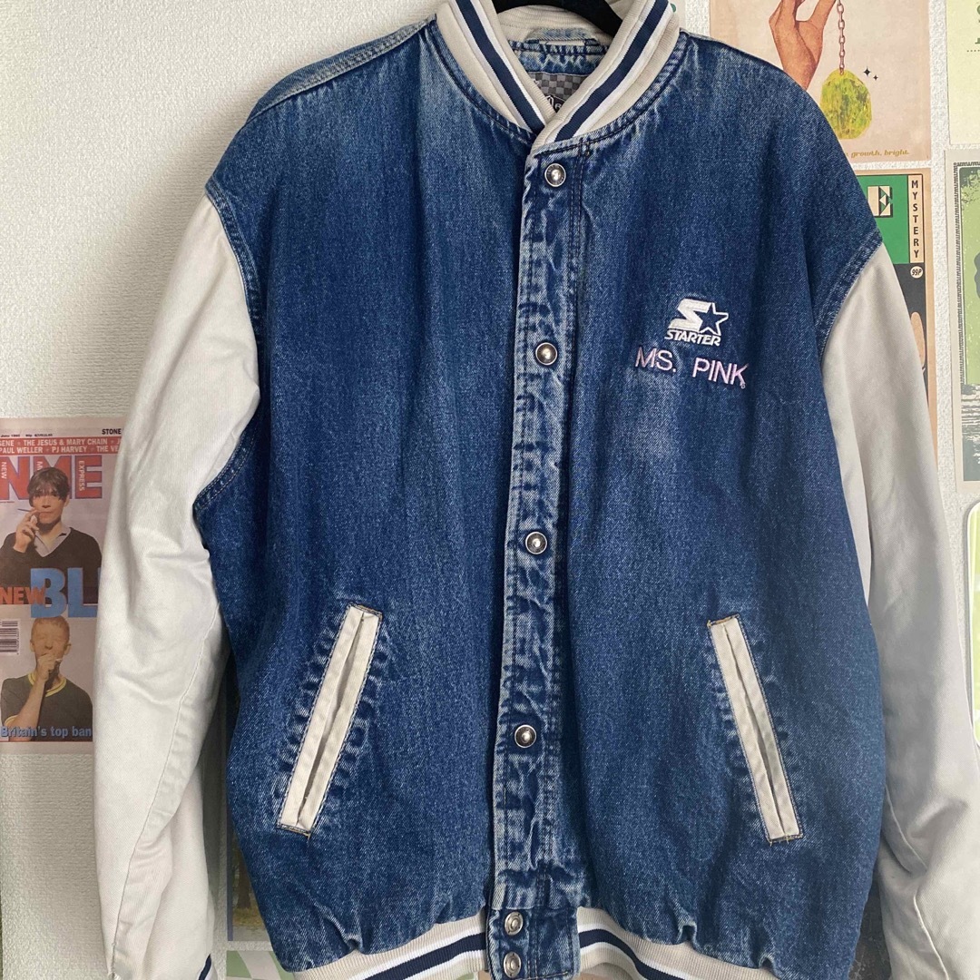 デニム スタジャン STARTER オーバーサイズ ブルゾン Lサイズ-