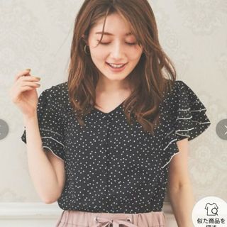 レッセパッセ(LAISSE PASSE)の【専用】レッセパッセ　前後2wayフリルブラウス　ドット　ブラック(シャツ/ブラウス(半袖/袖なし))