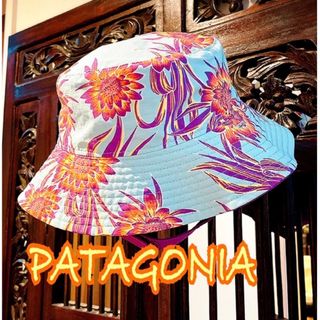 パタゴニア(patagonia)のパタゴニア リバーシブル ハット 5T 帽子 花柄 水色 水着 ザノースフェイス(帽子)