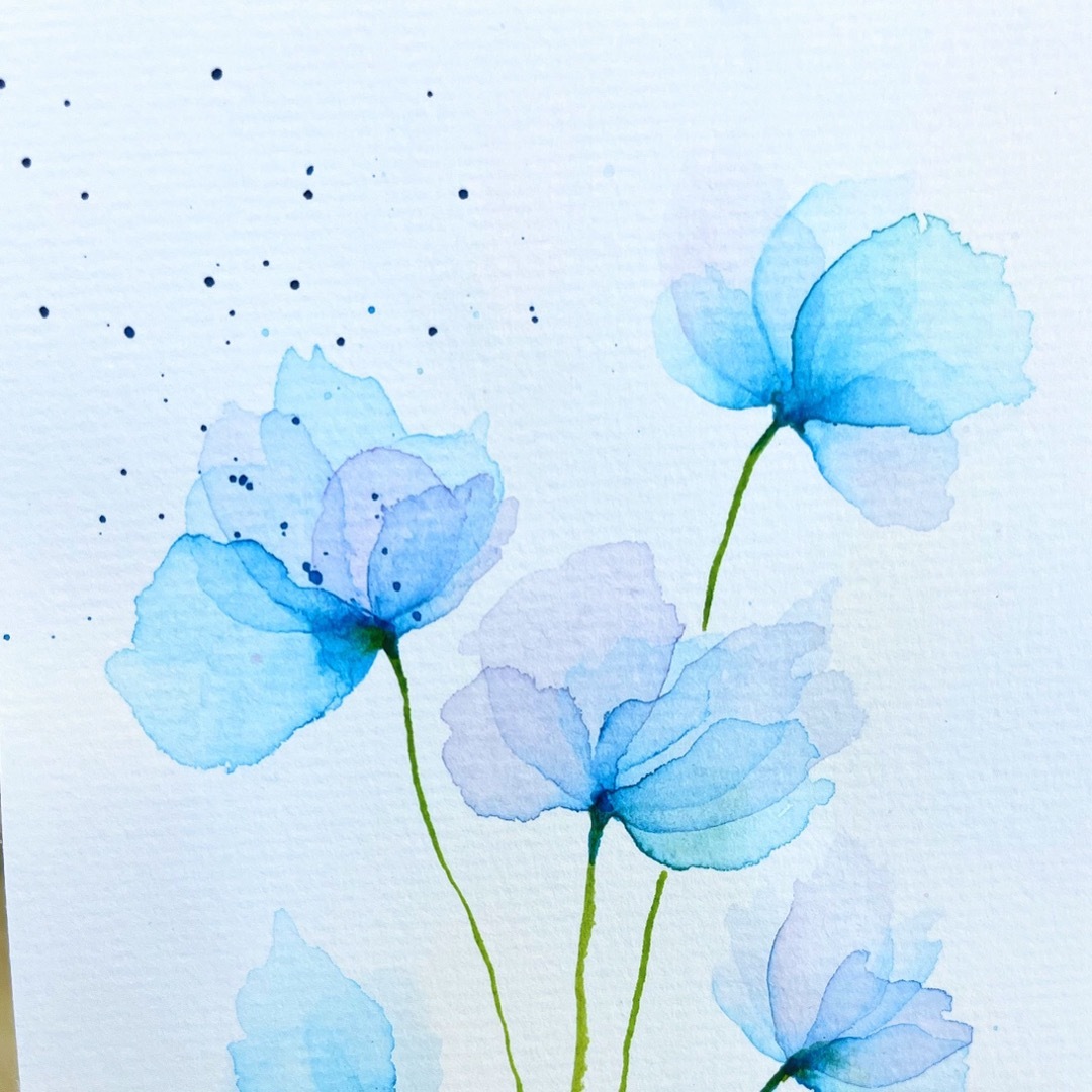 水彩画 絵画 原画『青い花』