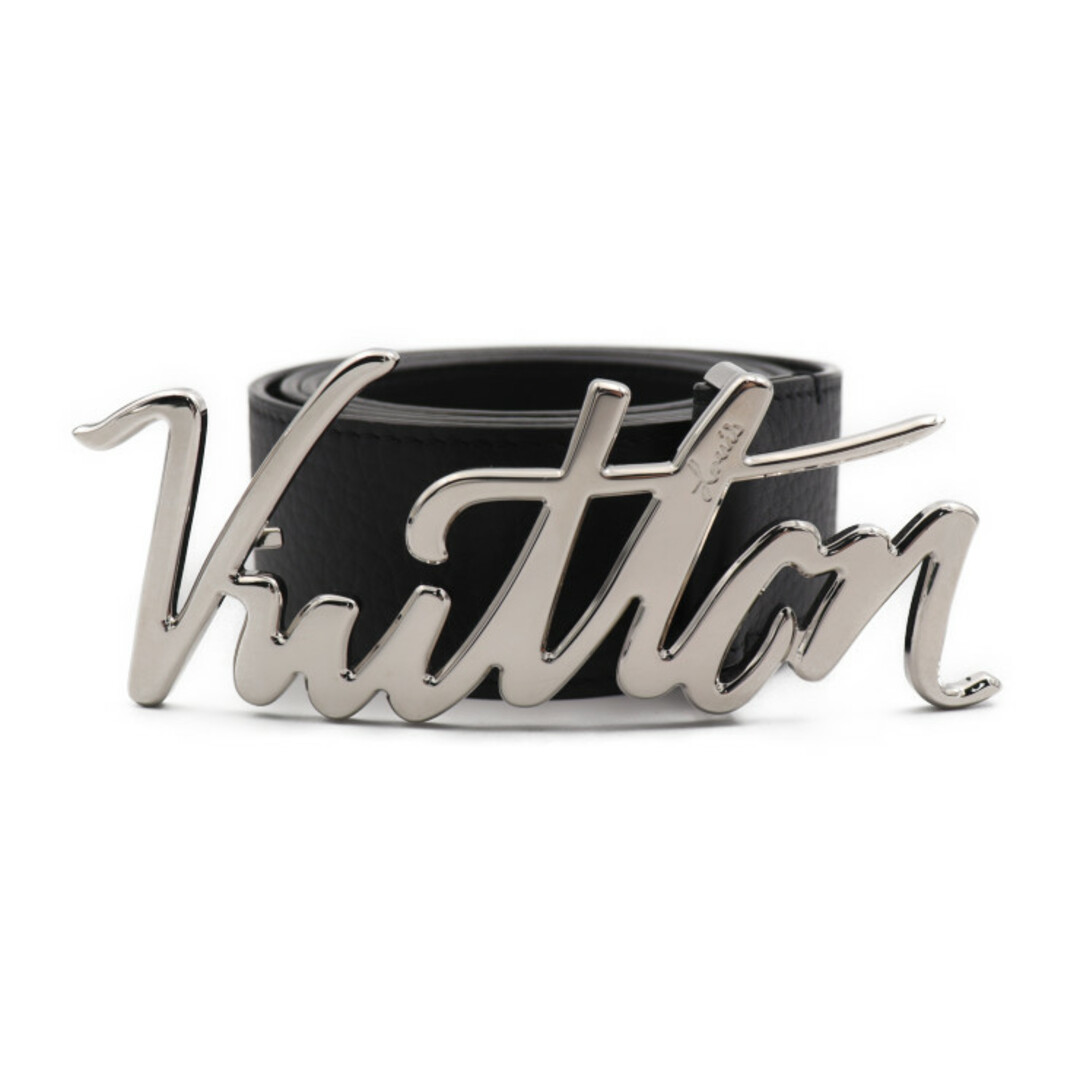 LOUIS VUITTON ルイ ヴィトン サンチュール LVオートグラフ ベルト M0187 レザー ブラック シルバー金具 ロゴバックル ビトン  100/40【本物保証】 | フリマアプリ ラクマ