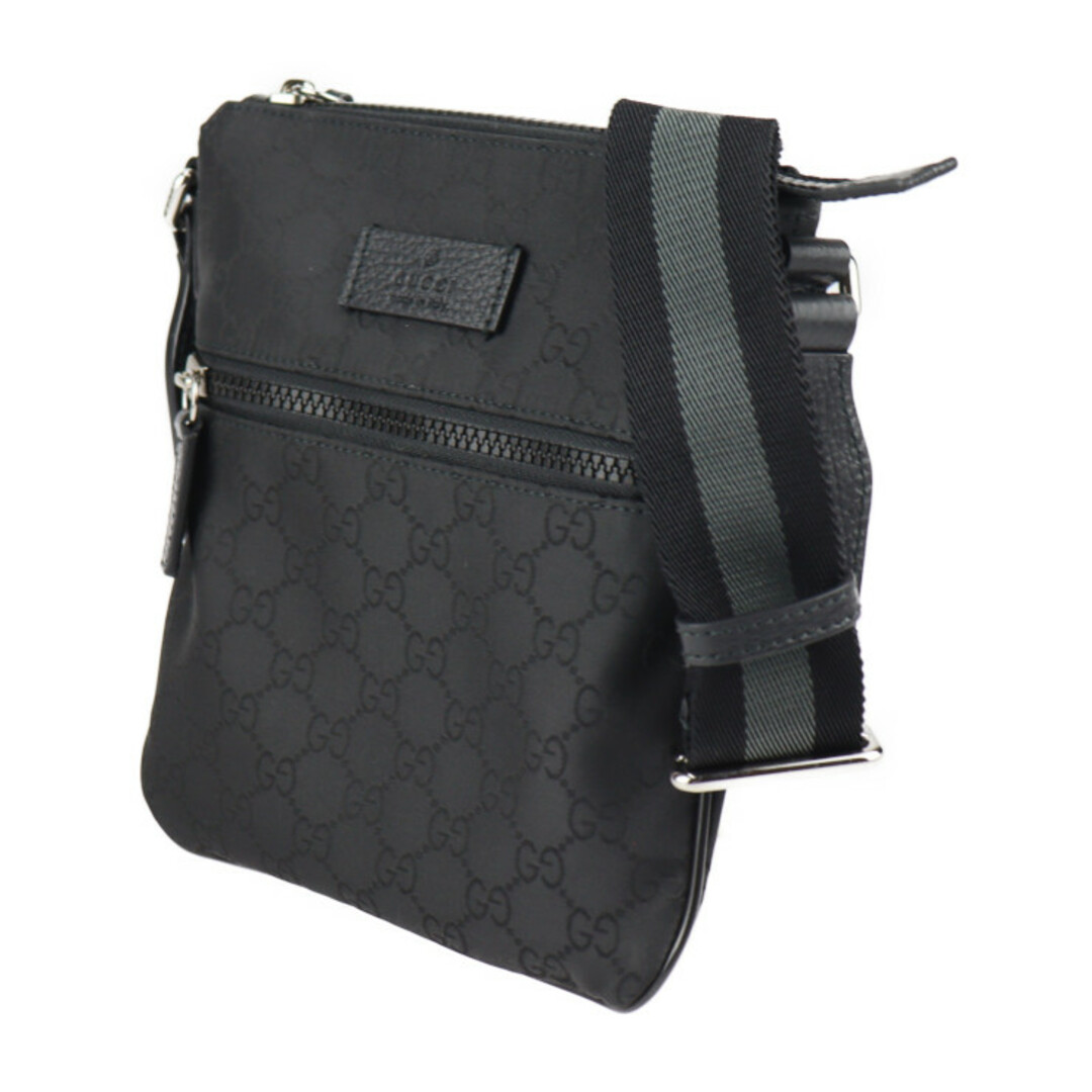GUCCI グッチ ショルダーバッグ 449183 GGナイロン×レザー ブラック シルバー金具 メッセンジャー 【本物保証】