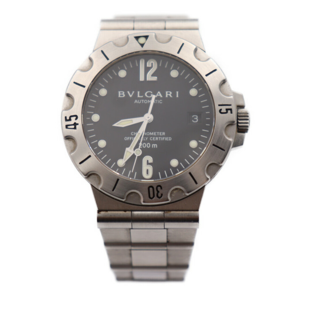 BVLGARI ブルガリ  ディアゴノ スクーバ 腕時計 SD38S ステンレススチール   シルバー ブラック文字盤  デイト 自動巻き 